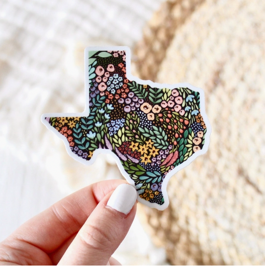 Floral Texas State Sticker