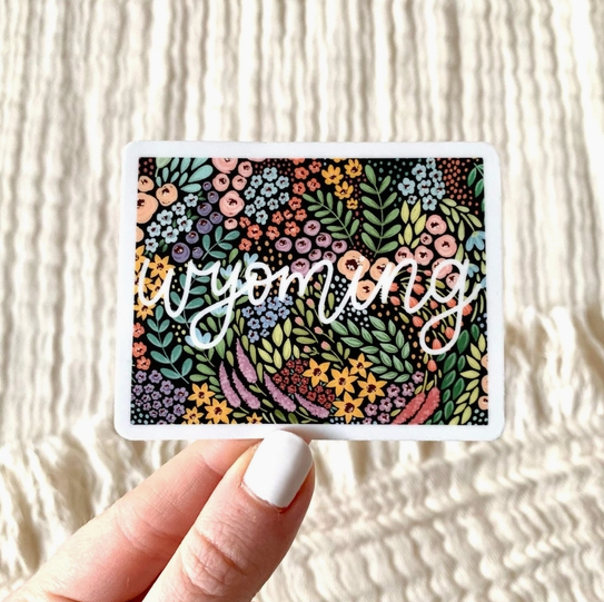 Floral Wyoming State Sticker
